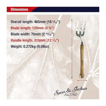 Spear & Jackson Stainless Steel Hand Weed Fork, Durable Gardening Tool for Efficient Weeding and Soil Aeration