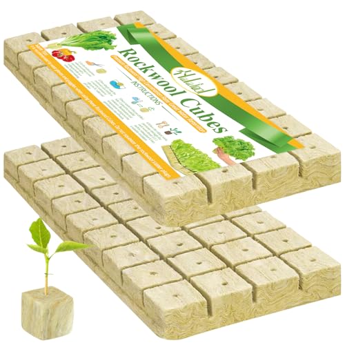 Halatool 1.2 in Rockwool Cubes for Hydroponics, 72 Plugs Seed Starter Cubes - color: 2 Sheets, size: 1.2" Cubes