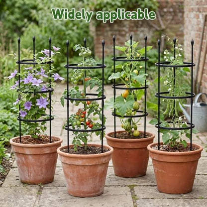 3-Plant Support, 19.6 inches in Diameter × 39 inches high; Plant Support for Peonies; Stackable Metal core Poles with PVC Coating; Garden Support Frames for Plants Such as Tomatoes and Peonies