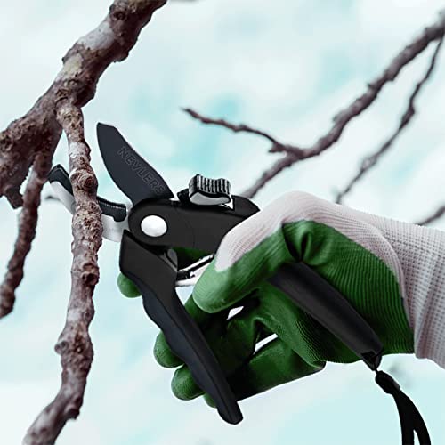 Nevlers 8" Anvil Pruning Shears Heavy Duty Garden Pruners w/ 8mm Cut Cap - color: Black, size: Anvil