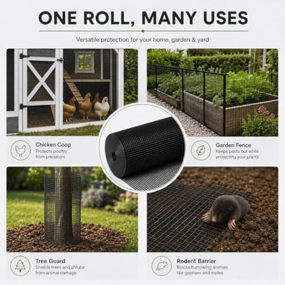 GoldPeak Black Hardware Cloth 1/2 inch Wire Mesh Roll 48 x 50 Ft 19 Gauge - size: 1/2 inch 48''x50'