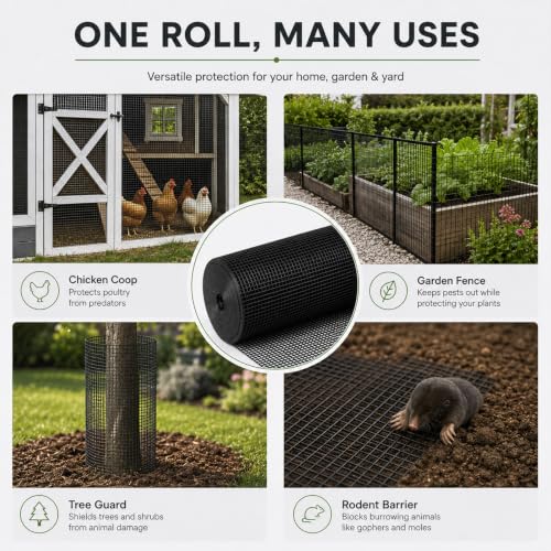 GoldPeak Black Hardware Cloth 1 inch Mesh 36'' x 100' 17-Gauge - size: 1x1 inch 36''x100'