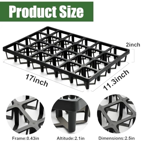 RooTrimmer 24 Cell Nursery Pots Trays (17"x11"x2") with Plastic Flat Seed Starter Trays, Durable Carrying Seedling Starter Tray, Reusable Planting Tray for Holding 2.7 inch Nursery Pots, 3 Sets Combo - color: Black, size: Pot Trays + Flat Trays-3P