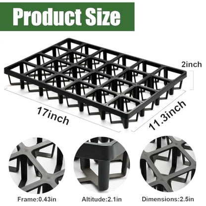RooTrimmer 24 Cell Nursery Pots Trays (17"x11"x2") with Plastic Flat Seed Starter Trays, Durable Carrying Seedling Starter Tray, Reusable Planting Tray for Holding 2.7 inch Nursery Pots, 3 Sets Combo - color: Black, size: Pot Trays + Flat Trays-3P