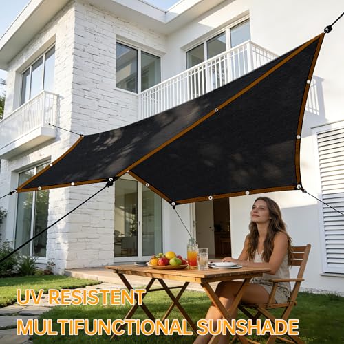 Shade-Cloth 85-90% for Garden Plants 8x8 FT, Black Sun-Block Shade Cover Mesh Tarp with Grommets Sun Shade Canopy for Outdoor Pergola Patio Flower Lawn Kennel Chicken Coop - size: 8x8 FT