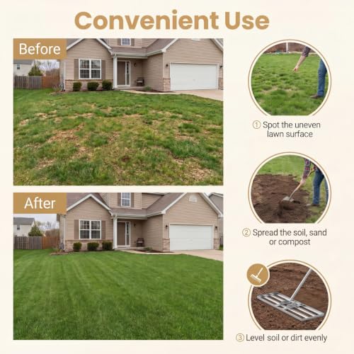 COSTWAY 30x10 Inch Lawn Leveling Rake (Silver, 30"x10") - color: Silver
