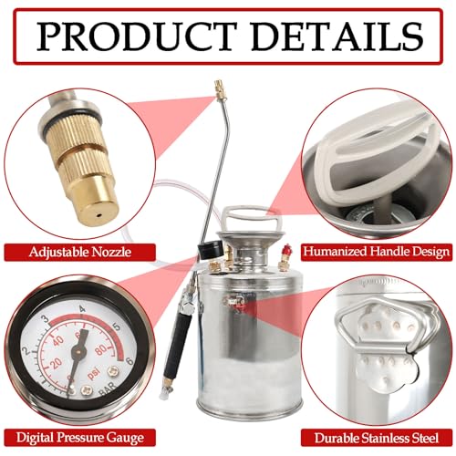 Hand Pump Sprayer Stainless Steel Sprayer for Indoor and Outdoor - size: 1 Gallon