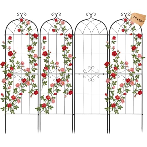 VEVOR Garden Trellis, 71 x 20 inch Rose Trellis, 4 Packs Garden Flower Rose Trellises with Powder-Coated Finish & Convenient Locking Design, Plant Support Trellises for Flowers, Vegetables, Roses - color: 4 Packs-Style2, size: 71''H x 20''W