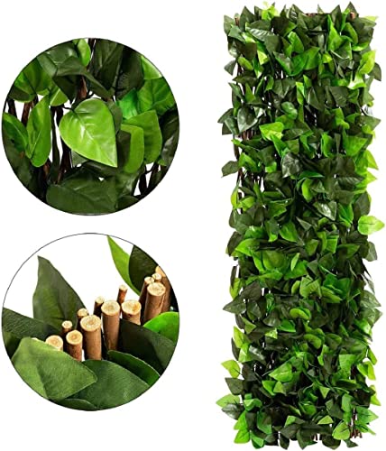 DOEWORKS Expandable Faux Ivy Trellis Fence, Patio Privacy Screen, 2 Pack - color: Mixed Green, size: 16 x 45 in, 2 Panel