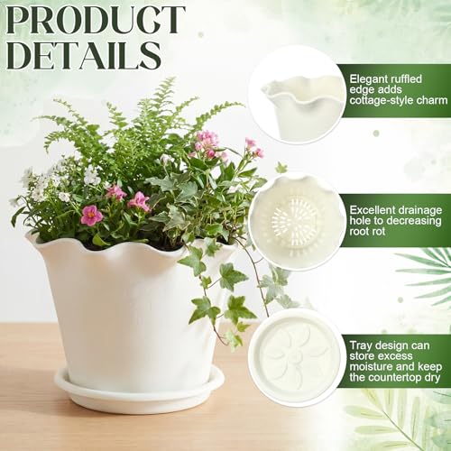Hushee 10 Pcs Ruffled Plant Pots for African Violets Indoor Outdoor Plants