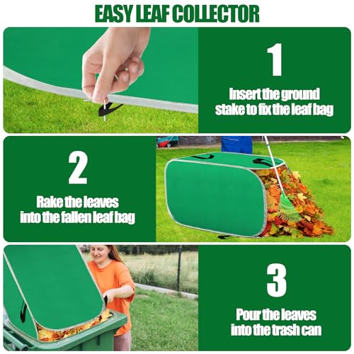 Hysagtek Portable Pop Up Leaf Collector - 80 Gallon Foldable Reusable Yard Garden Leaf Bags with Handles, Self-Standing, Comes with Gloves