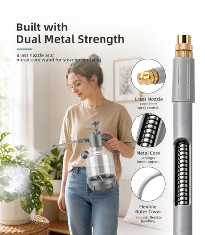 3L Pump Sprayer with 12-Inch Long-Reach Flexible Wand for Garden