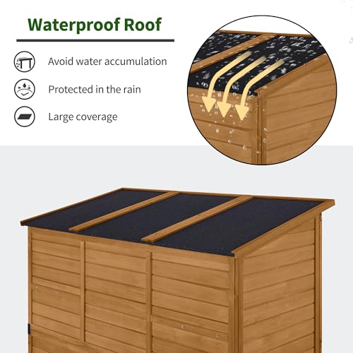 Macrout Outdoor Storage Cabinet with Shelves, Wood Shed 1738 (Natural) - color: Natural