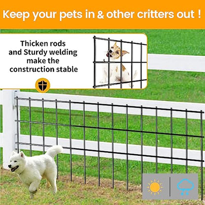 Getlay Garden Fencing Animal Barrier 37.5 ft(L)×15 in(H), 15 Panels No Dig Fence, Underground Critter Barrier for Decks, Small or Medium Pet Dog Digging Fence Barrier. Rust-Proof Metal Fence Stakes - size: 37.5 ft (L) × 15 in (H), 15 Pack