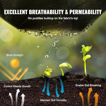 VEVOR 3FTx50FT Premium Heavy Duty Weed Barrier Landscape Fabric, 3.2OZ Woven Geotextile Fabric Under Gravel, High Permeability for Weed Blocker Weed Mat, Driveway Fabric, Weed Control Garden Cloth - size: 3FT*50FT-3.2OZ, style: Woven