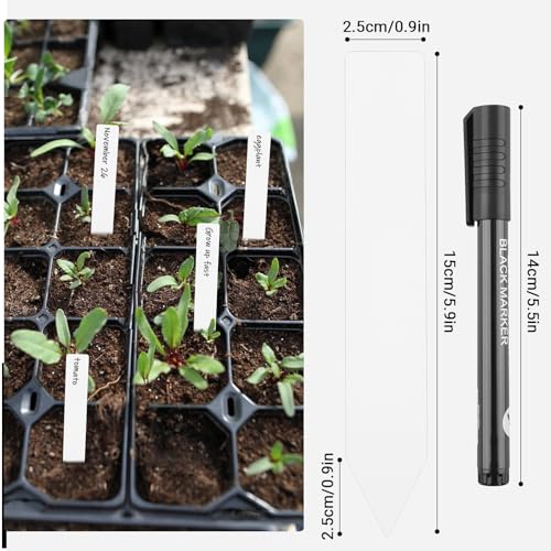 Greaner Plant Tags 50PCS, 6 Inch Plastic Garden Labels, Plant Markers for Plants Waterproof, Plant Name Tags for Indoor Outdoor Plants, Plant Name Stakes for Vegetable, Herb, Flower, Tree, Seedling - color: White, size: 0.9x6 Inch-50 PCS