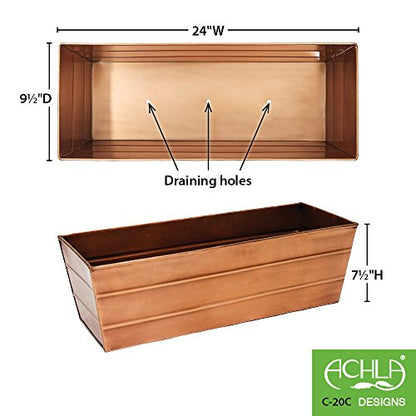 Achla Designs C-20C Copper Plated Flower Box, Medium Window Flowerbox Planter - color: Copper, size: Medium