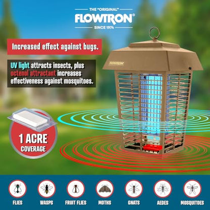 Flowtron Electric Bug Zapper, 1 Acre Outdoor, 40W UV, 5600V Zap, Tan - color: Barley Tan