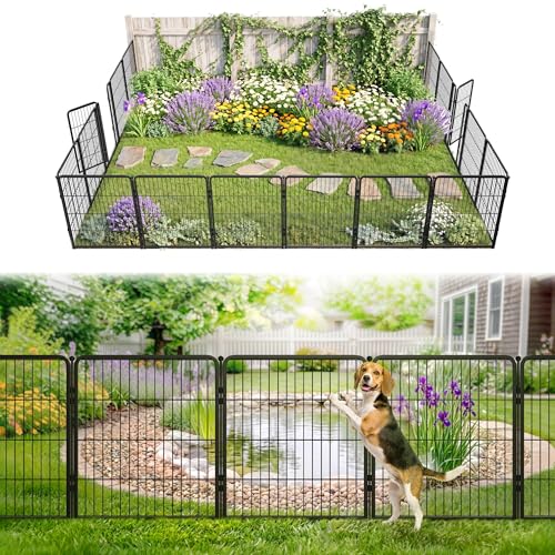 FXW No Dig Garden Fence, Outdoor for Yard, 32in(H) x 36.4ft(L), 16 Panels - color: Black, size: 32"H