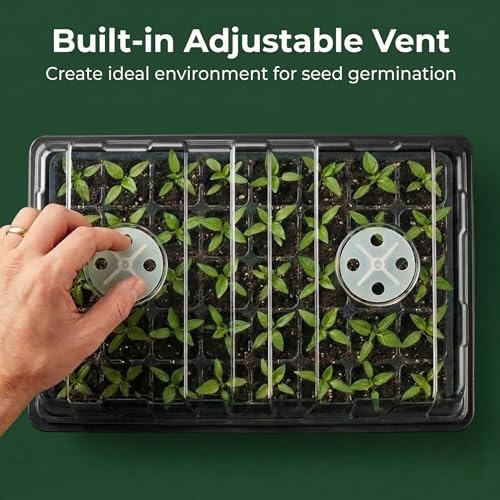 Gardzen 10-Set Garden Propagator Set, Seed Tray Kits with 400-Cell, Seed Starter Tray with Dome and Base 15" x 9" (40-Cell Per Tray) - size: 40-Cell Black 10-Pack