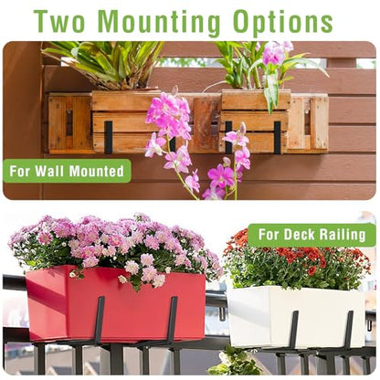 Window Box Brackets, Adjustable Hanging Railing Planter Box Brackets - size: 2 Pack