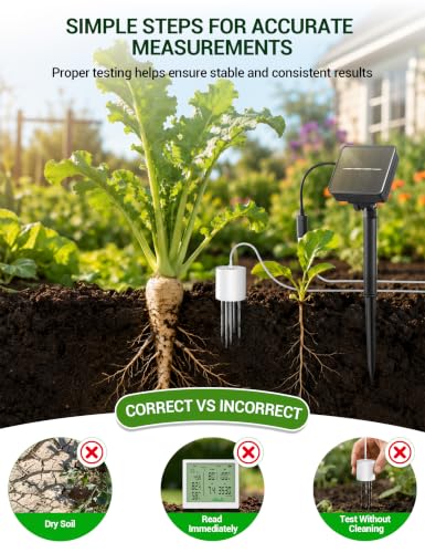 7-in-1 Wireless Soil Moisture Meter pH Tester with Expandable Solar Probes - size: Full Kit (Display + Solar Panel + Probe)