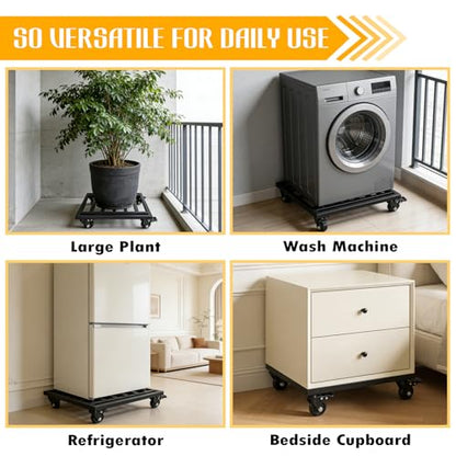 22" Heavy Duty Plant Caddy with Wheels, 600lbs Large Metal Plant Stand on Rollers, Square Plant Dolly with Lockable Caster Wheels, Rust-Proof Planter Trolley for Indoor Outdoor Use - size: Square