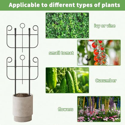 2 Pack Trellis for Climbing Plants Indoor, Expandable Heavy-Duty Metal Trellis for Potted Plants Outdoor, Flowers Vine Ivy, Sturdy Houseplant Pothos Plant Climber Support - size: 2 Pack-17in(H)x12.6in(L)