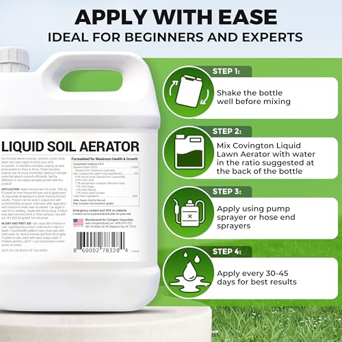 Covington Liquid Lawn Aerator (32oz) – Soil Conditioner & Softener for Lawns & Gardens – Loosens Clay & Compacted Soil for Better Water & Nutrient Absorption – Liquid Aeration Concentrate, Made in USA - size: 1 Quart