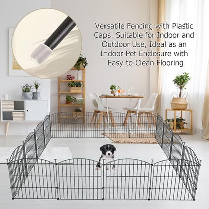 10 Panels No Dig Metal Garden Fence 24"H x 20' L Dog Fence Outdoor for Yard - size: 10pc 20 ft(L) X 24 in(H)-Convex