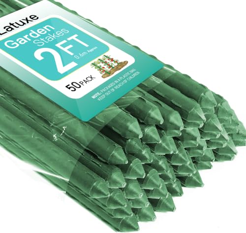 50pcs Garden Stakes 2FT, Plastic Coated Steel Plant Stakes Specifically Designed for Climbing Plants, Ideal for Tomatoes, Beans, Cucumbers, Peppers, Vines, and More Plant Growth - size: 2FT, 50pcs
