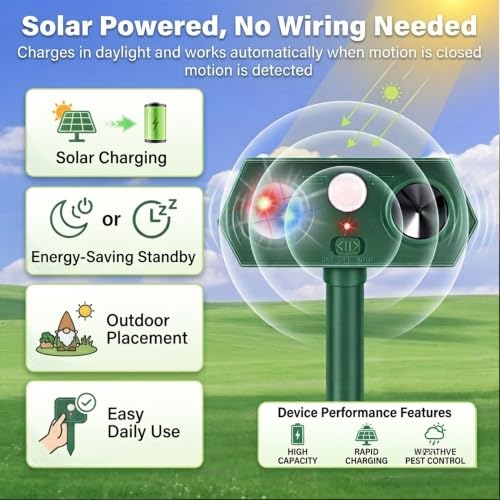 Sonic Fortress Pro Deer Repellent, 4Pack Solar Animal Repeller Outdoor