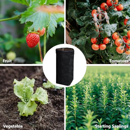 Belit 100 Pcs 13.5" H Nursery Grow Bags, Non-Woven Plants Pots Container for Starting Deep Rooted Plants Vegetable, Flower, Seedling Tree, Black - color: Black, size: 100 Pcs 7.5"x13.5"