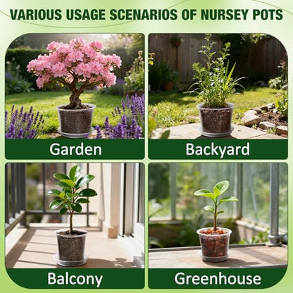 10/8/6/4 Inch Clear Nursery Pots with Drainage Holes and Saucers, 12 Pack Large Clear Pots for Plants Variety Pack, Plastic Nursery Pots for Succulents, Seedings, Herbs, Flowers, Vegetables - size: 4/6/8/10 inch
