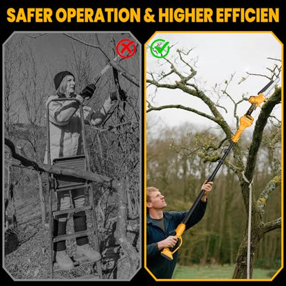 2 IN 1 Cordless 8 Inch Pole Saw & Mini Chainsaw For DE Walt 20V MAX Battery