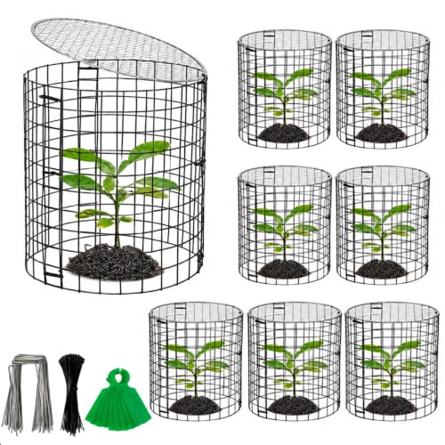 Adnee 8 Pack Wire Plant Protector with Cover-12" x 11" Detachable Plant Protector Metal Plant Cages-Garden Plant Cages for Flower Vegetable to Keep Animals Out - color: 8 Pack 12x11 Inch