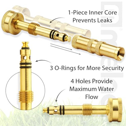 Melnor 65043-AMZ Solid Brass Nozzle Bundle - Heavy Duty, Adjustable Spray & High-Pressure Jet - Leak-Free Design - Compact