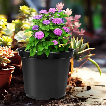 RooTrimmer 3 Gallon Plastic Nursery Pots 50 Pack, 10 Inch Round Plant Pots with Drainage Holes, Planting Pot for Outdoor Indoor Plants - size: 3Gallon-50P-Black