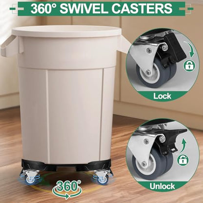 ToLanbbt Trash Can Dolly with Wheels, 15-19 in Adjustable Round Furniture Dolly, Heavy Duty 440 LBS Drum Rolling Base, Keg Dolly for 20, 32, 44, 55 Gallon Garbage Cans, Black, 1 Pack - color: Black, size: 2 IN - 1 Pack