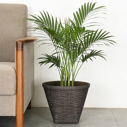 16 Inch Dark Brown Resin Planter, 100% Recycled Plastic Flower Pot