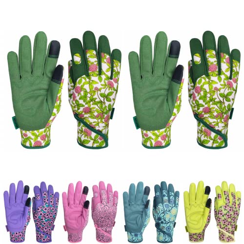 Cute Pattern Gardening Gloves,Thornproof Garden Glove,Gardener Gift - color: 2 Pairs Per Pack-green, size: Large