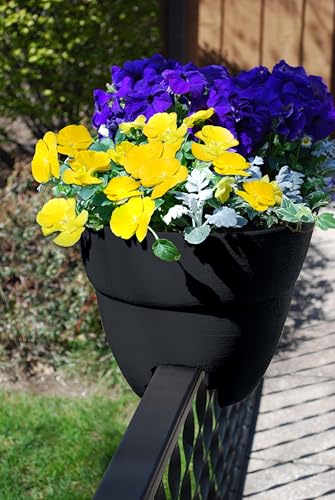 Emsco Group Bloomers Rail Planter, 24" Weatherproof Resin Deck & Balcony Planter with Drainage – Fits 2x4 & 2x6 Rails – Charcoal - color: Charcoal, size: 24.3 × 10.5 × 9.5 inches