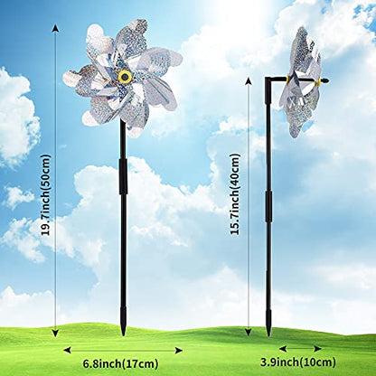 BATTIFE Preassembled Reflective Pinwheels for Yard & Garden, Silver, 12Pack - color: Silver, size: 12 Pack