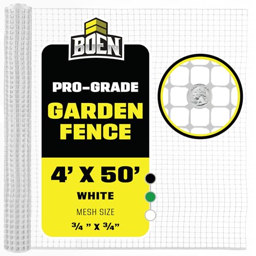 Plastic Garden Fence 4'x50' White, Mesh Roll for Dog Deer Rabbit Barrier - color: White, size: 4' x 50'