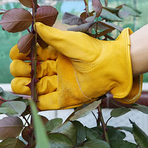 Garden Gloves, Puncture Resistant Gloves, Cowhide Protective Gloves for Gardening/Logging/Construction/Truck Driving - size: XX-Large