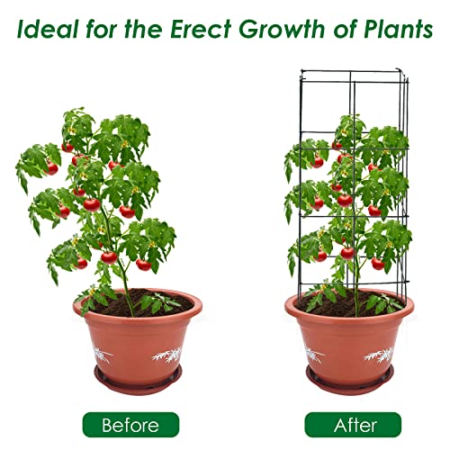3.25 Ft-4 Pack Tomato Cages for Garden, Folding Plant Cage Support, Multifunctional Adjustable Plant Stakes for Vertical Climbing Plants, Vine, Flowers, Vegetables (16''x 16''x 39'', 4 Pcs)