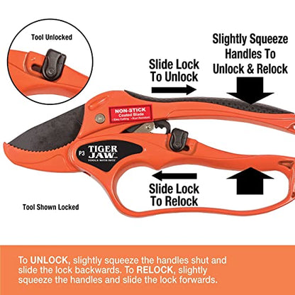 P3 Ratcheting Hybrid Bypass MEDIUM TO LARGE HANDS Anvil Blade Design Heavy Duty Metal Hand Pruner With Knuckle Guard Cuts Green Or Dead Wood Up To 1 Inch