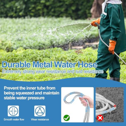 SPECILITE 25ft 304 Stainless Steel Metal Garden Hose with Rubber Grip - size: 25 ft, style: Rubber Grip