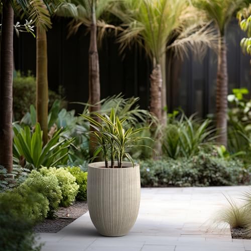 Kante Large Round Bullet Weathered Concrete Planter 21.7" Tall, Outdoor - color: Weathered Concrete, size: 21.7 Inch Tall