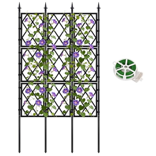 5.25FT Metal Garden Trellis for Climbing Plants Outdoor Indoor - color: Black